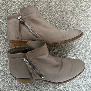 Sam Edelman Grey/Taupe Ankle Booties with Side Zippers, Size 8.5